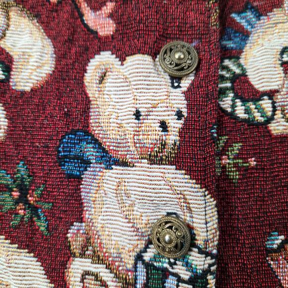 Vintage Tapestry Holiday Teddy Bear Vest by Bobbie Brooks Woman size 18-20 - Picture 2 of 7